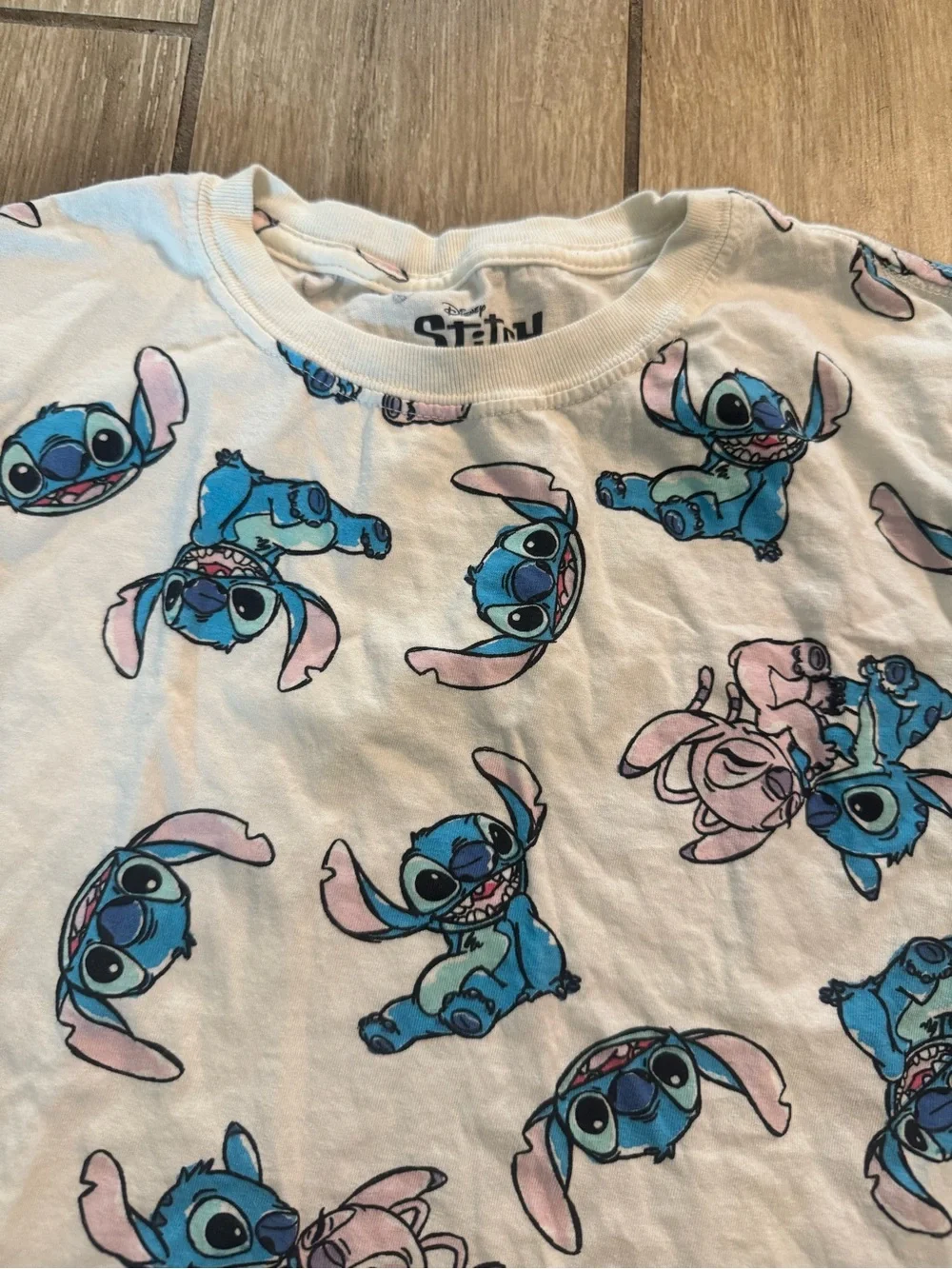 Disney White Kids Stitch & Angel All-Over Graphic Tee